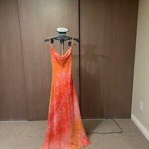 Custom-Made Long Summer Dress with Straps & Scarf – Size 6